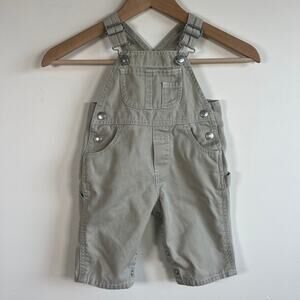 Baby Gap Classic Overalls Khaki Snaps Outdoor Beige 100% Cotton Boys Size 3–6M